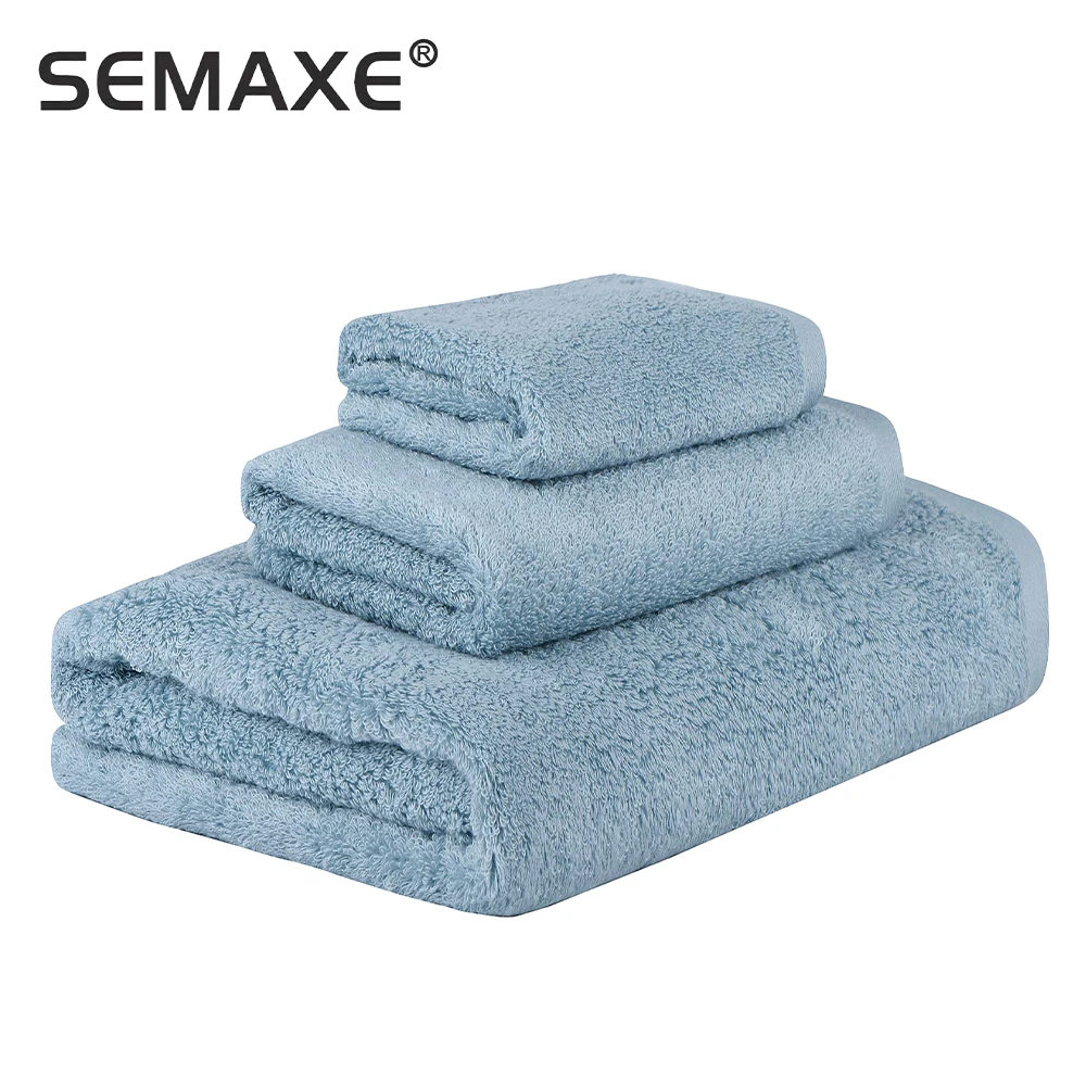 SEMAXE 3 Towel Set for Adults 100%Cotton Highly Absorbent Safe and Super Soft Hotel Bathroom Set Blue bath towels,cotton towel,cotton face towels,microfiber towel set,bamboo towel set