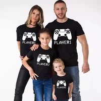 Player 1/2/3/4 Funny Father Daughter Son Family Look Shirt Cotton Short Sleeve Tee For Daddy Baby Romper Family Matching Clothes 2