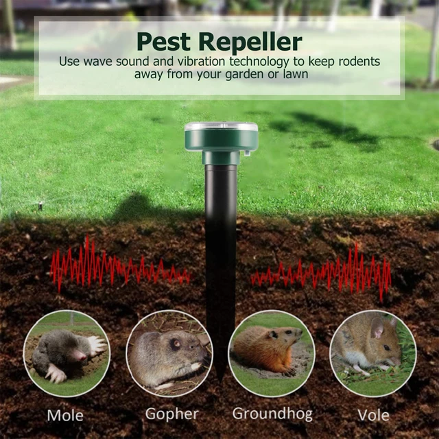 4Db Napenergia -Hajtású Kártevő Ismétlő Ultrahangos Vakondviselő Gopher Vole Kígyó Rágcsáló Üldöző Visszatartó Kerti Kártevőirtás - Image 3