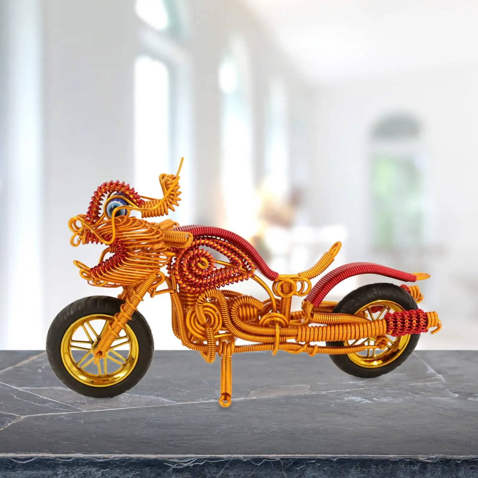 Motorcycle Model Metal Bookshelf Decor Crafts Aluminum Wire Figure Antique Novelty Ornaments Toy Collectible Boyfriend Gift