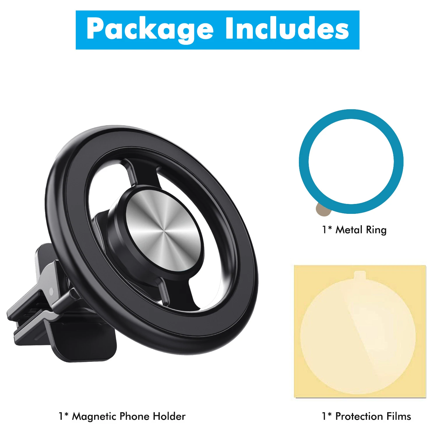 Universal Magnetic Car Vent Phone Holder - 360° Rotation, Secure Grip