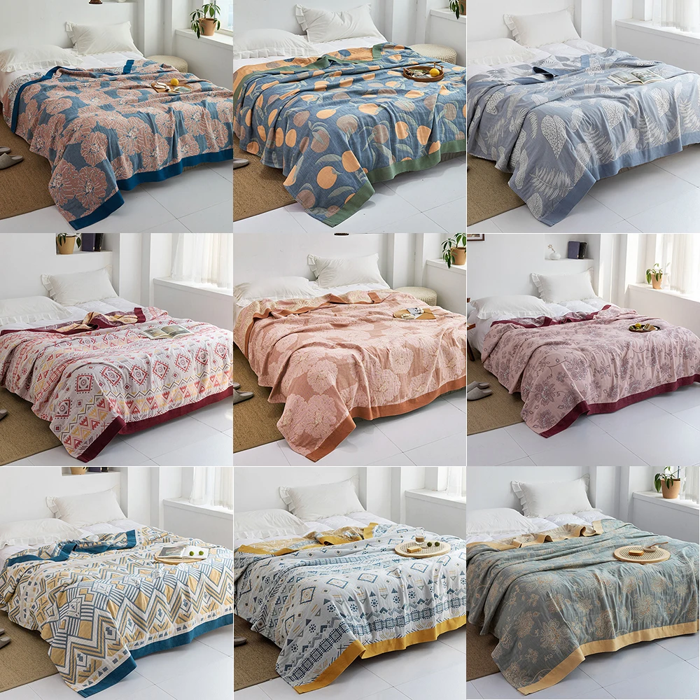 Japanese Throw Blanket Cotton Gauze Towel Four Seasons Bedspread Soft Leisure Blanket Double
