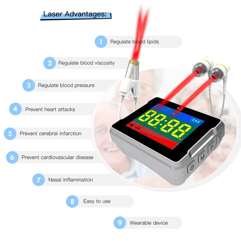 Factory Semiconductor Laser Therapeutic Instrument Digital Blood Glucose Watch factory directly low level semiconductor soft laser therapy wrist watch