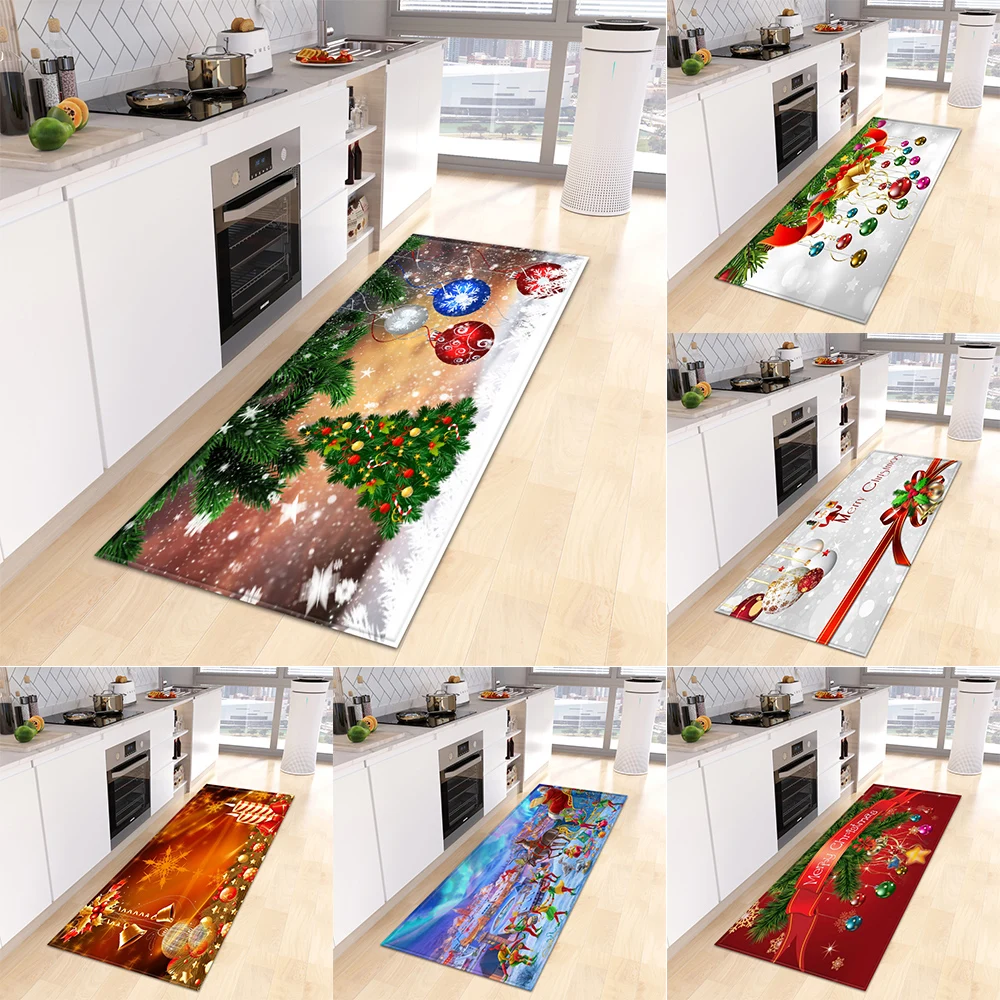 

Рождественские кухонные коврики для входной двери, коврики для гостиной, спальни, напольные украшения, ковер для прихожей, ванной, Нескользящие