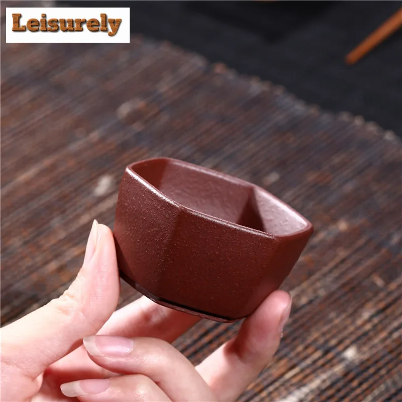 2pc/lot Yixing Purple Clay Teacup Raw Ore Mud Tea Bowl Hexagonal Meditation Cup Jianzhan Master Cups Chinese Zisha Tea Set 45ml