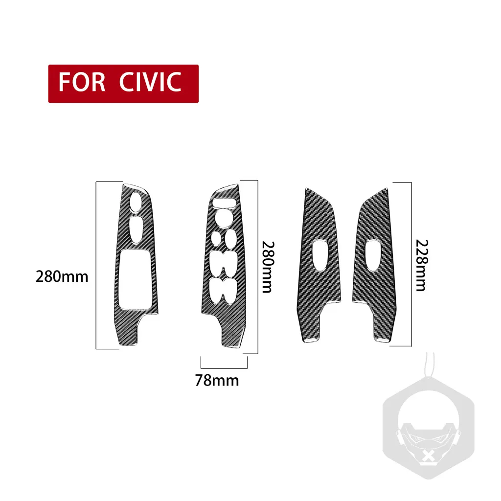 

Fit For Civic 8 Gen 2006-2011 Carbon Fiber Internal Accessories RHD Window Lift Panel Cover Trim