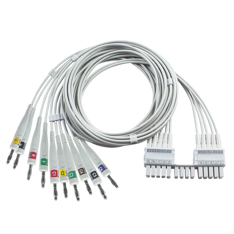 Replacement ECG/EKG Cable For Mortara ELI 250 & ELI 150 Machines - 15-Pin To Banana 4.0mm