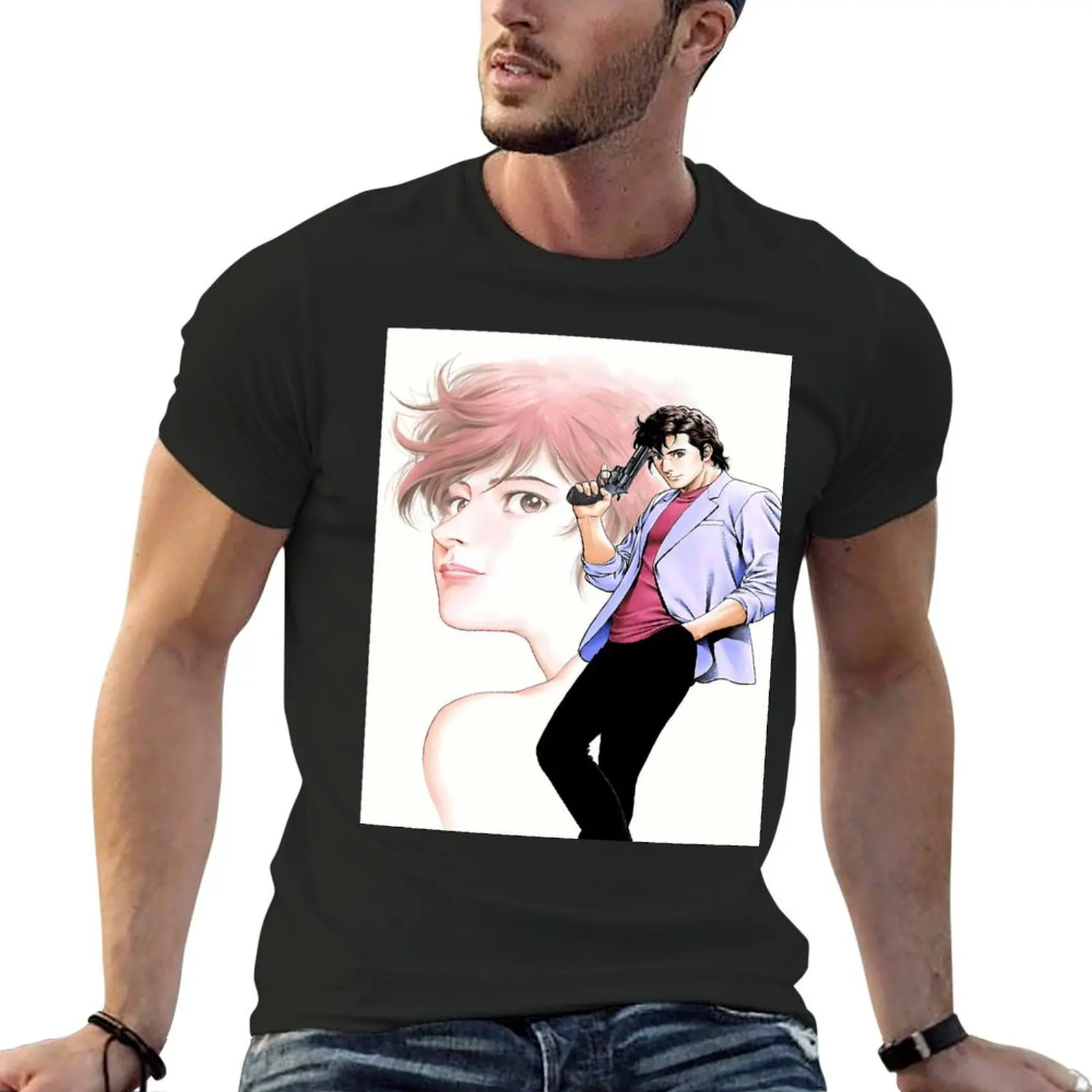 

City Hunter (Nicky Larson) - Ryo Saeba & Kaori T-Shirt baggy shirts plain t shirts men