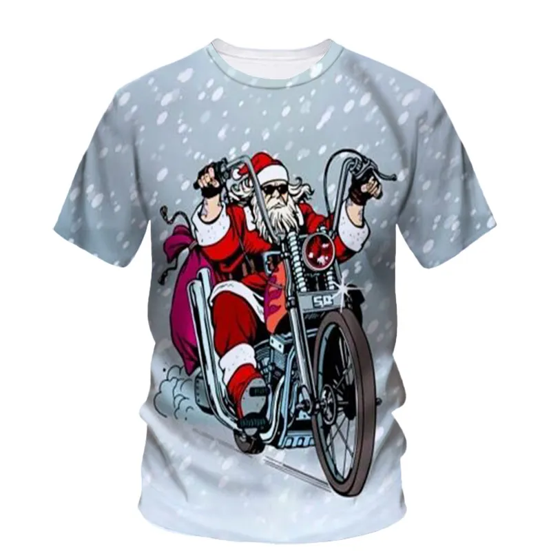 

Hip Hop Santa Claus Holiday Carnival Men'S T-Shirt Fashion Fun Personality Quality Neutral O-Collar Casual Party Short Sleeve