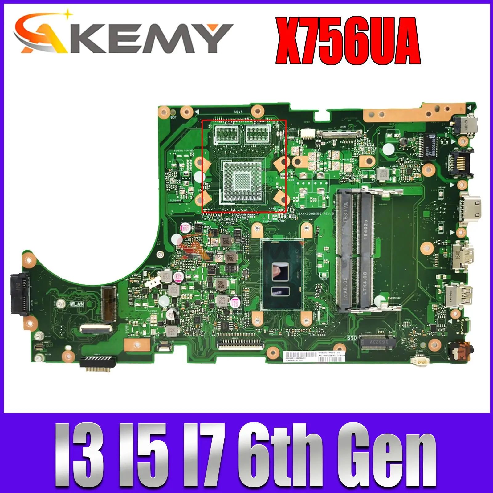

K756UV Motherboard For Asus X756UV X756UAK X756UA X756UJ X756UXM X756UQK X756UW W/I3 I5 I7 CPU DDR4/DDR3 100% Test OK