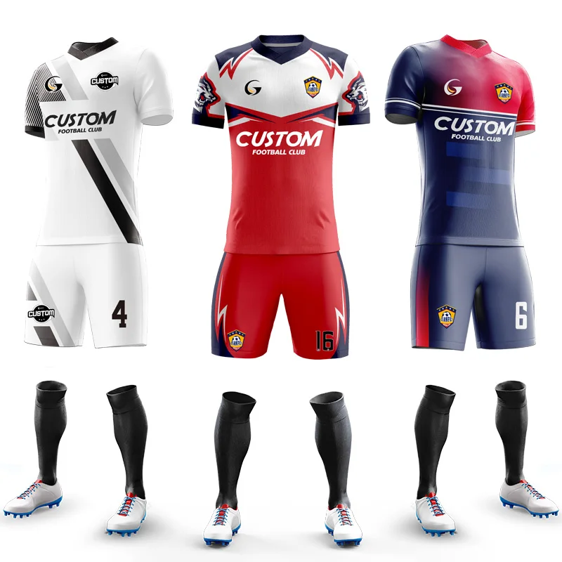 Sublimtion Cheap High Qualtiy Black And White Football Uniform 1 Piece Minimum Order Soccer Jersey Set For Men's M930