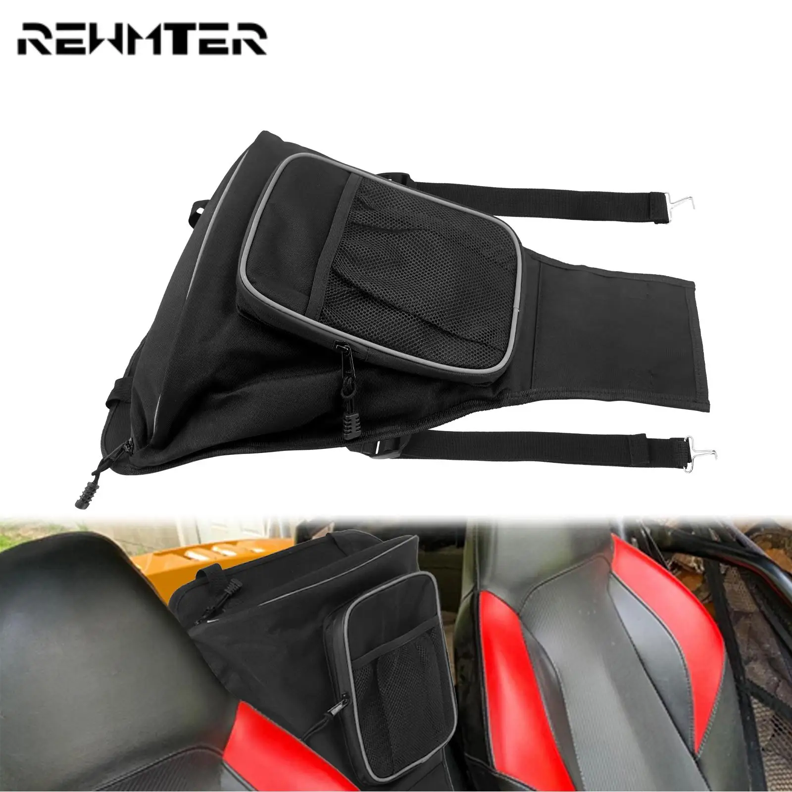 Black Waterproof Cab Pack Holder Center Storage Bag Zipper Tool Handging Bags For UTV For Polaris Ranger For RZR 800 XP570 1000 fireproof safe money document bags waterproof zipper bag fire water resistant storage organizer for file passport tablet