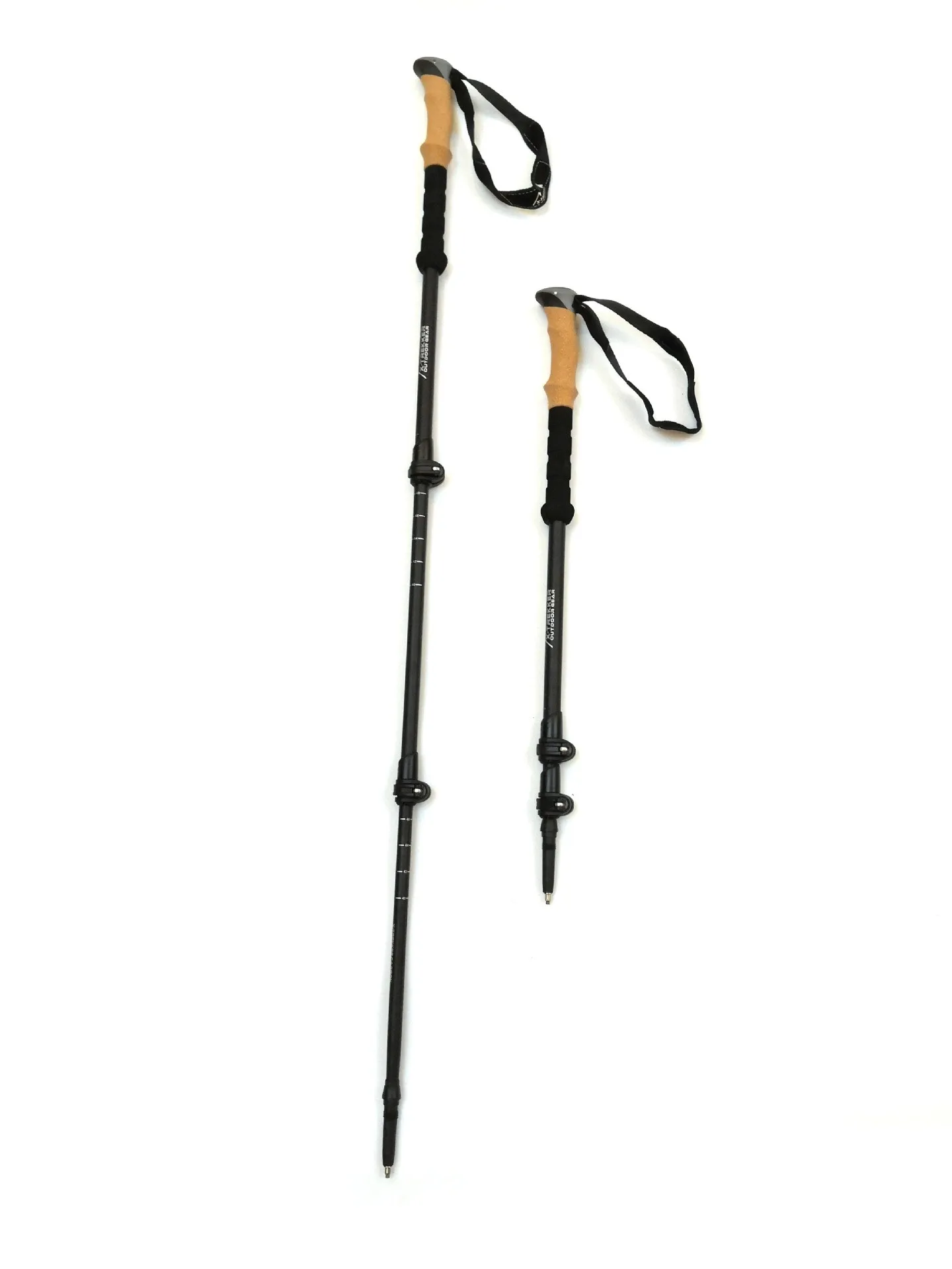 FX-Aluminum Alloy Outdoor Walking Stick with Cork Handle, 3 Section External Lock, Telescopic, Portable, Mountaineering, FSTAR 2