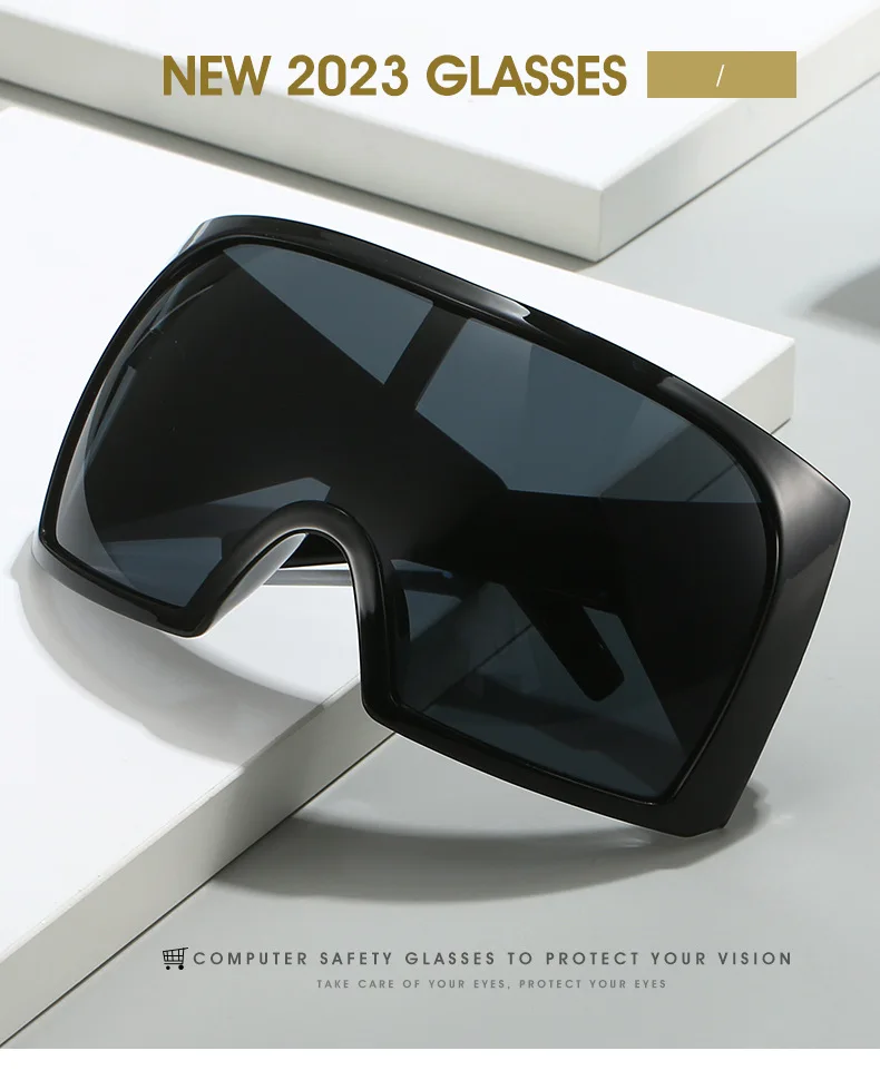 Y2K Vintage Luxus Marke Designer Übergroße Sonnenbrille Frauen Für Männer Trendy Punk Großen Rahmen Sonnenbrille Sport Goggle – Detail 1