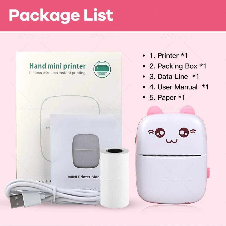 Meow Mini Label Printer Thermal Pocket Printers Stickers Paper Inkless Wireless Impresora Portátil 203dpi Android IOS 57mm