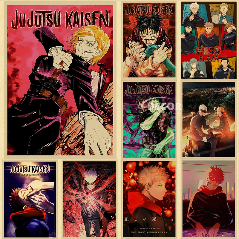 

Jujutsu Kaisen Kraft Paper Posters Japanese Classic Anime Room Bar Decoration Wall Stickers Custom Home Decor Poster for Wall