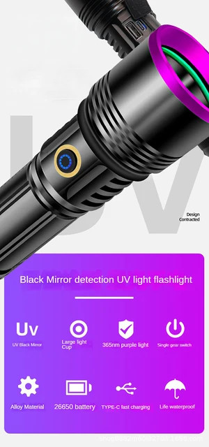 紫外線懐中電灯 365nm UVライト 365nm UV 紫外線ライト アニサキスライト 充電式 UV懐中電灯 猫