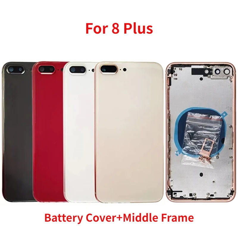 

Back Cover For iPhone 8 Plus Battery Cover+Middle Frame Rear Door Housing Case Replacement with Camera lens+Side Keys