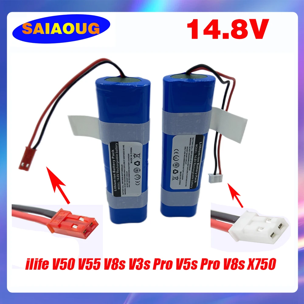 

14.4V 14.8V Good Quality Battery 2600mAh 2800mah 3200mah For ilife V50 V55 V8s V3s Pro V5s Pro V8s X750 Robot Vacuum Cleaner