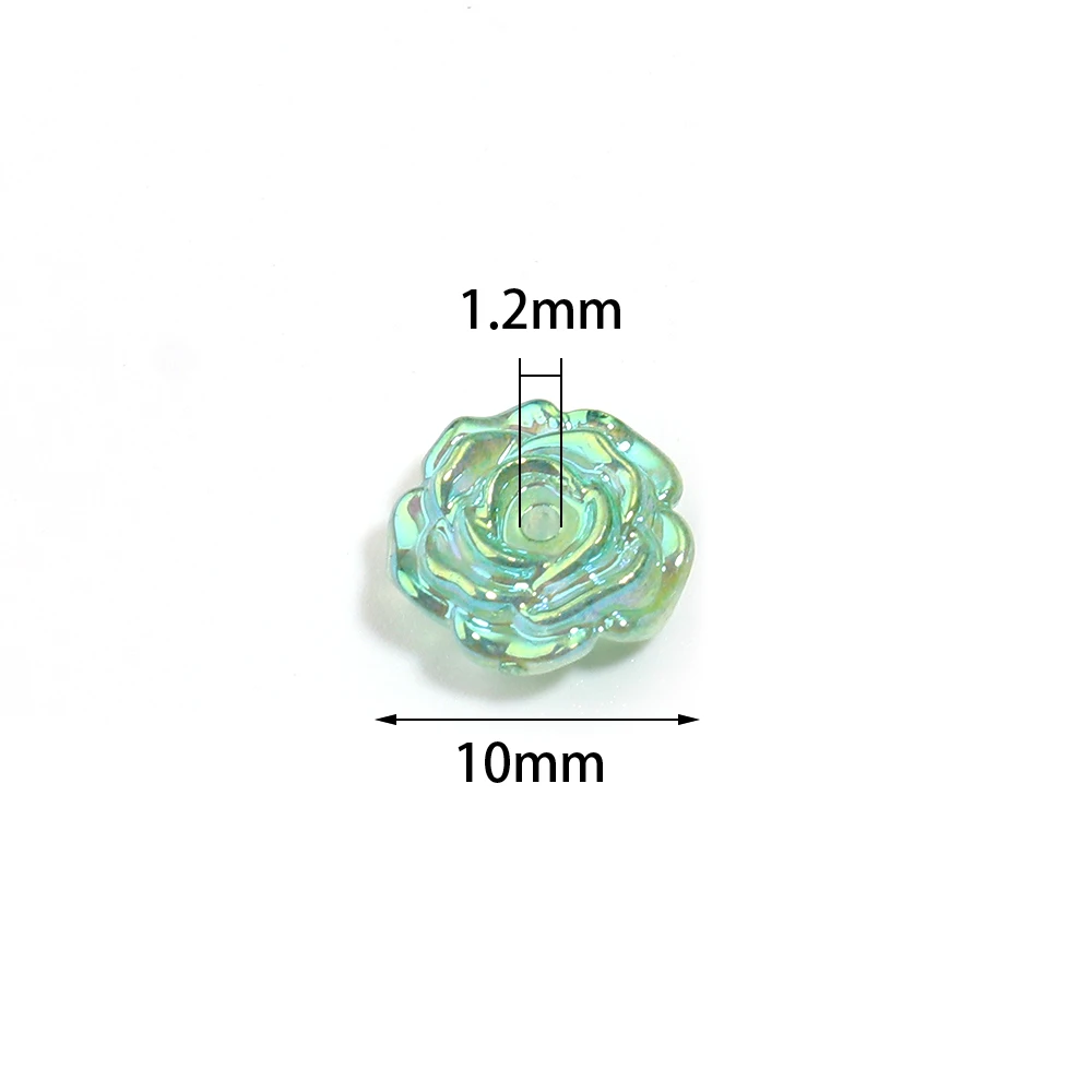 50개/세트 10mm 컬러 도금 장미꽃 아크릴 비즈 코랄 루즈 스페이서 비즈 쥬얼리 제작 DIY 목걸이 팔찌용