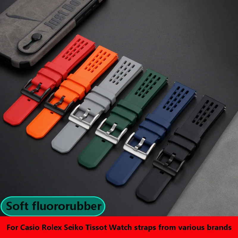 

Universal Style High Quality Fluororubber Watch Strap For Huawei Seiko Casio Rado Tissot Rolex Watchband Bracelet 20mm 22mm