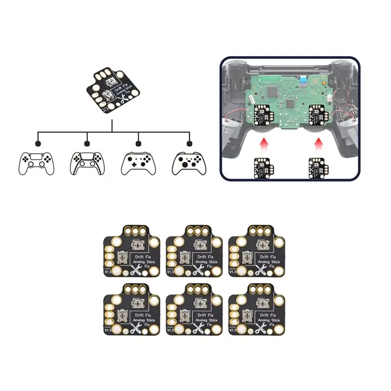 A96T 드리프트 수리 보드 6개 게임패드 조이스틱 아날로그 썸스틱 PS4, PS5, 원 시리즈 컨트롤러용 수리 키트