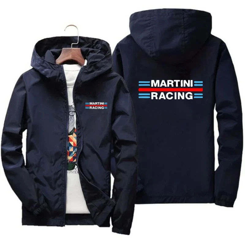 Martini 레이싱 남성용 얇은 자외선 차단 재킷, 피부 지퍼 후드 방풍 스포츠 파일럿 재킷, 비치 코트, 전체 자전거 탑
