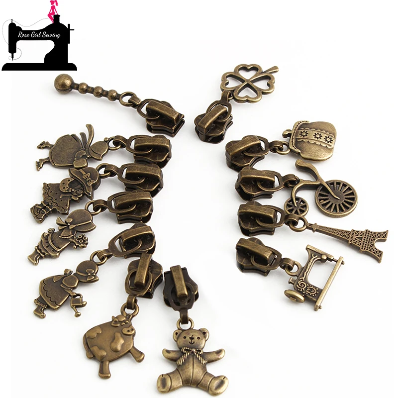 

Brush Antique Detachable 5# Metal Zipper Sliders For Sewing Clothes Purse Bag Handbag Jacket Zips Head Repair Kit Accessories