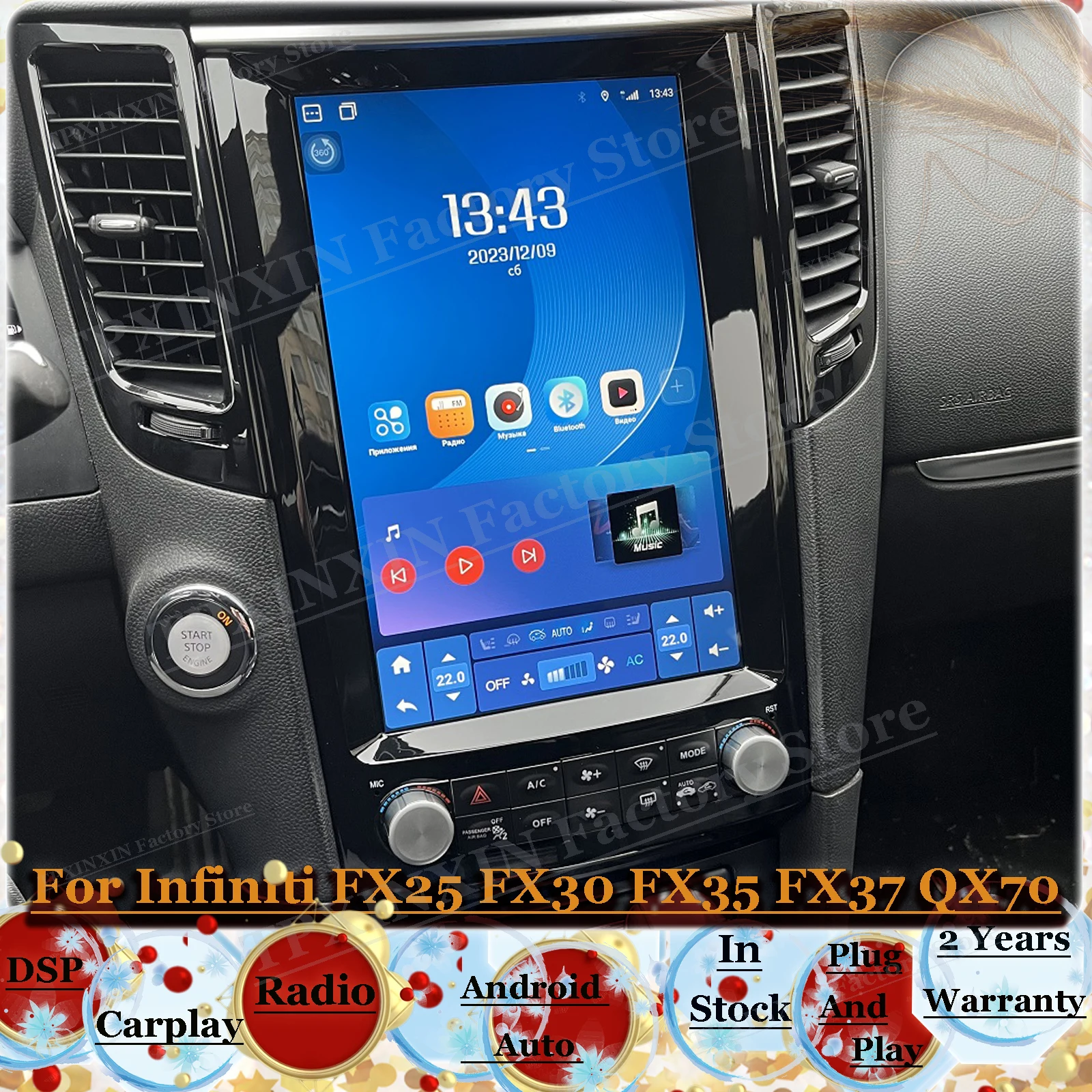1 '' Android 12 Car Stéréo Pour Infiniti G Series GPS Navigation Carplay Radio D