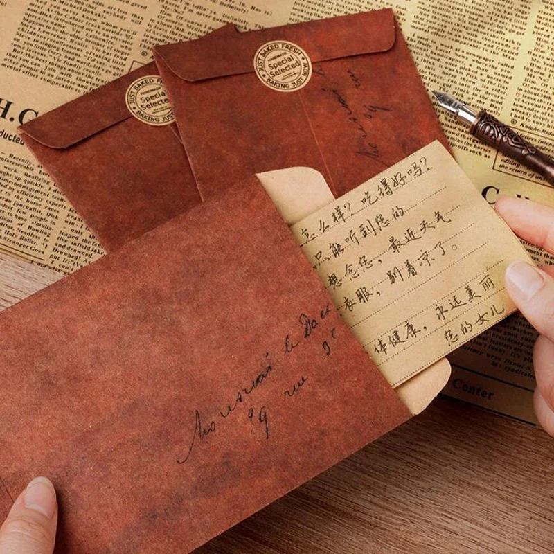 Vintage Envelopes Kraft Paper Letter Writing Wedding Party Invitation Card Bag Gifts Bags Envelopes Sealing Stickers 20pcs/set kraft paper envelopes mailing envelopes gift card envelopes