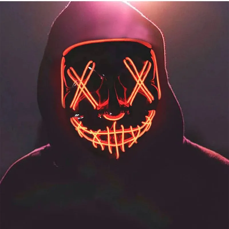 Halloween Mask Terror led face light mask Scary Scream Bright Mask For Carnival Halloween Costumes For Men glow in the dark halloween mask