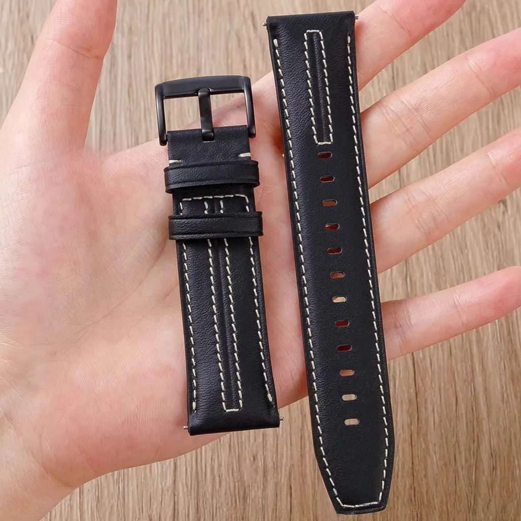 Premium Leather Watch Strap, 18mm/22mm, Business & Sports Style
