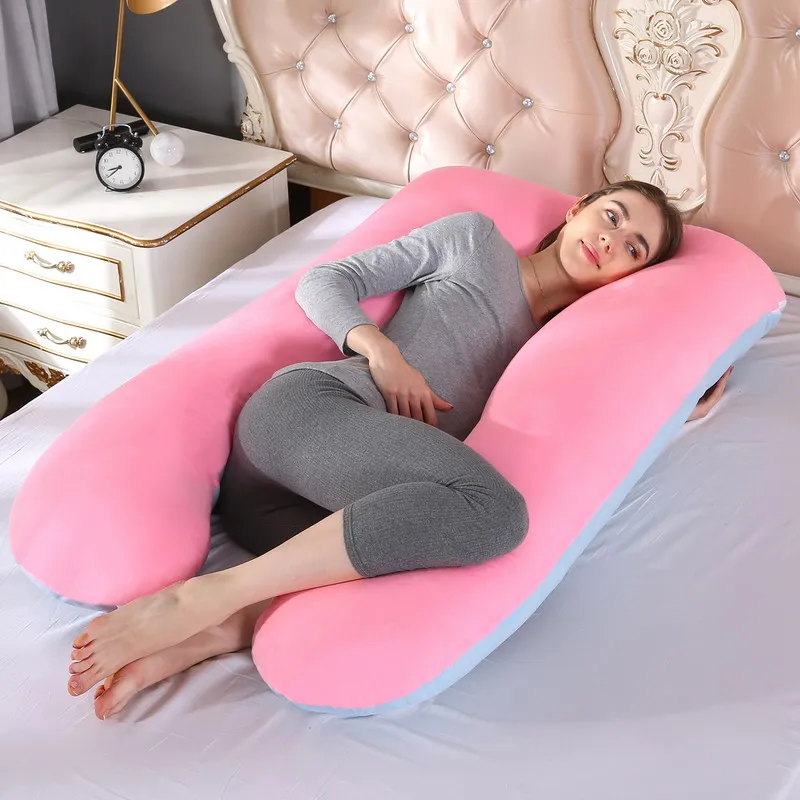 Pink Blue 120x70cm Soft Maternity Pillow, Pregnancy Cushion for Sleeping & Breastfeeding, Side Sleeper Support - Dropship