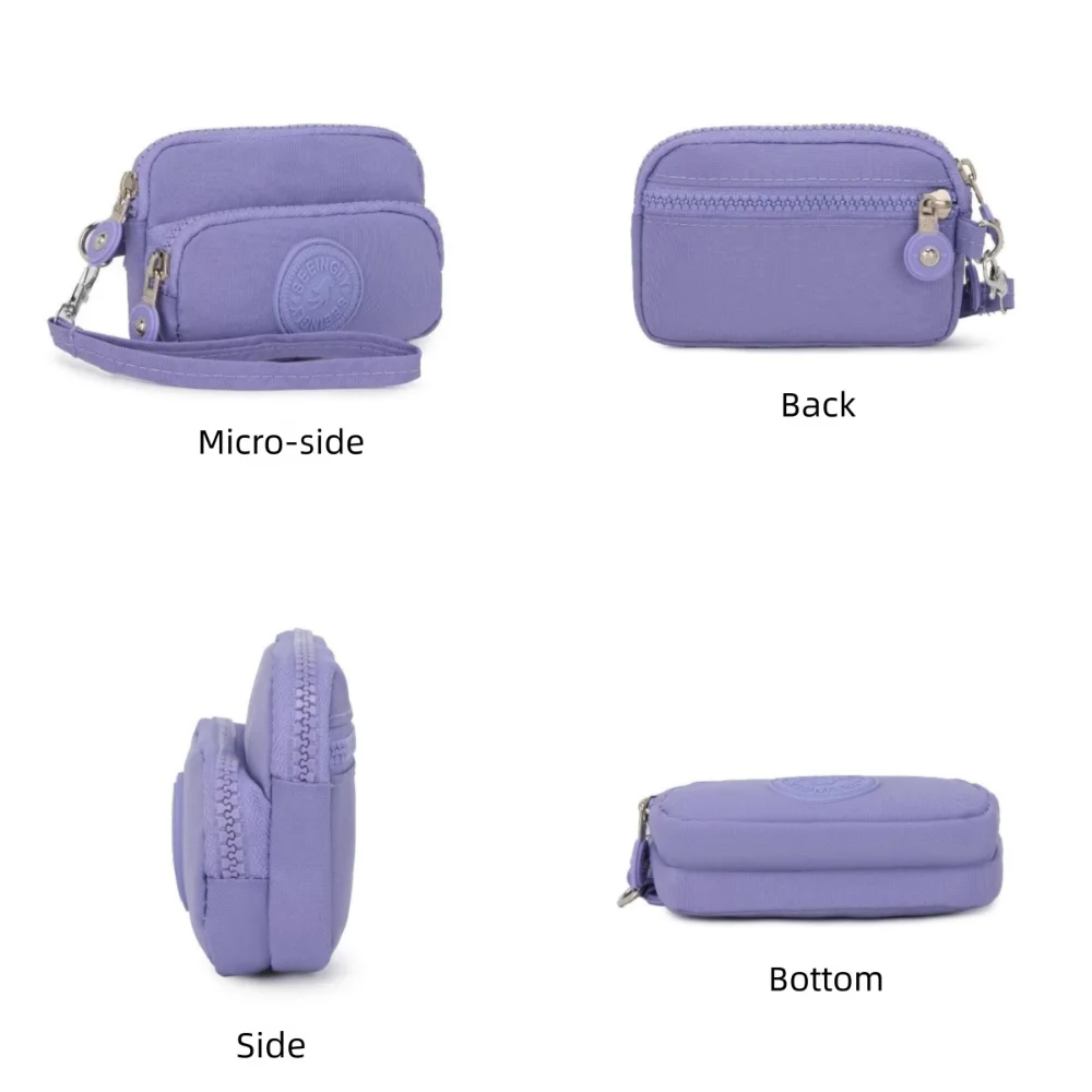 New Waterproof Coin Purse with Key Ring Solid Color Card Holder Coin Bags Large Capacity Wear-resistant Money Bag