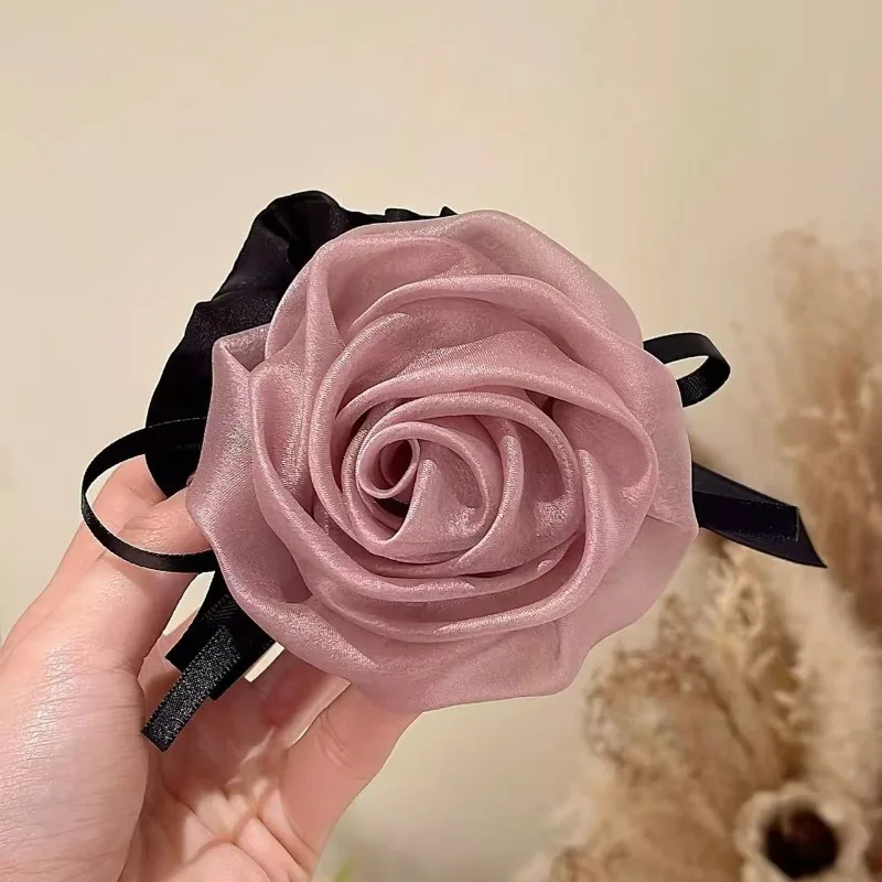 Französische Satin-Haargummis im Vintage-Stil, Pferdeschwanzhalter, Damen-Haaraccessoires, Schleifen-Haarband – Detail 5