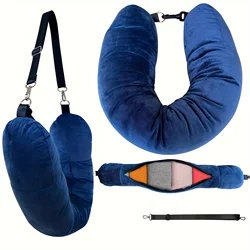 Compact and Versatile Travel Pillow with Clothing Storage (Blue)