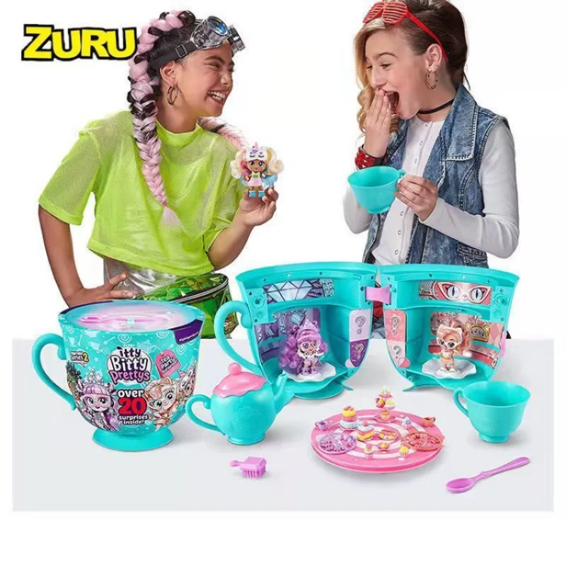 

Zuru New Plush Dolls Cross-dressing Queen Afternoon Tea Party Play House Toys Mini Trumpet Teacups Surprise Doll Girl Gift