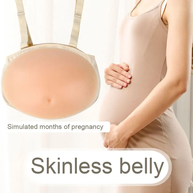 LERVANLA 1000-1500g/pc Silicone Cloth Bag Belly Fake Belly for Cross Dresser Pretty for False Pregnant Oversized Twins