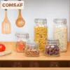 Airtight Glass Canister Set of 3 with Lids 78oz Food Storage Jar Square - Storage Container with Clear Preserving Seal Wire Clip 5