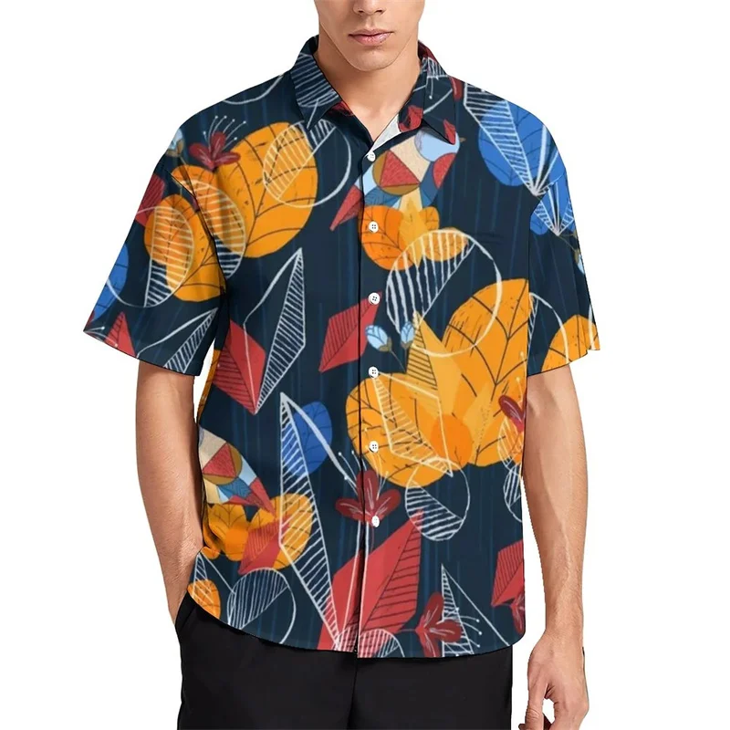 thumbnail image 1 of Camisas hawaianas con estampado 3D de pájaros, flamencos y loros para hombre, camisa de playa para vacaciones, blusa de solapa de manga corta a la moda, ropa de calle, 1 of 5
