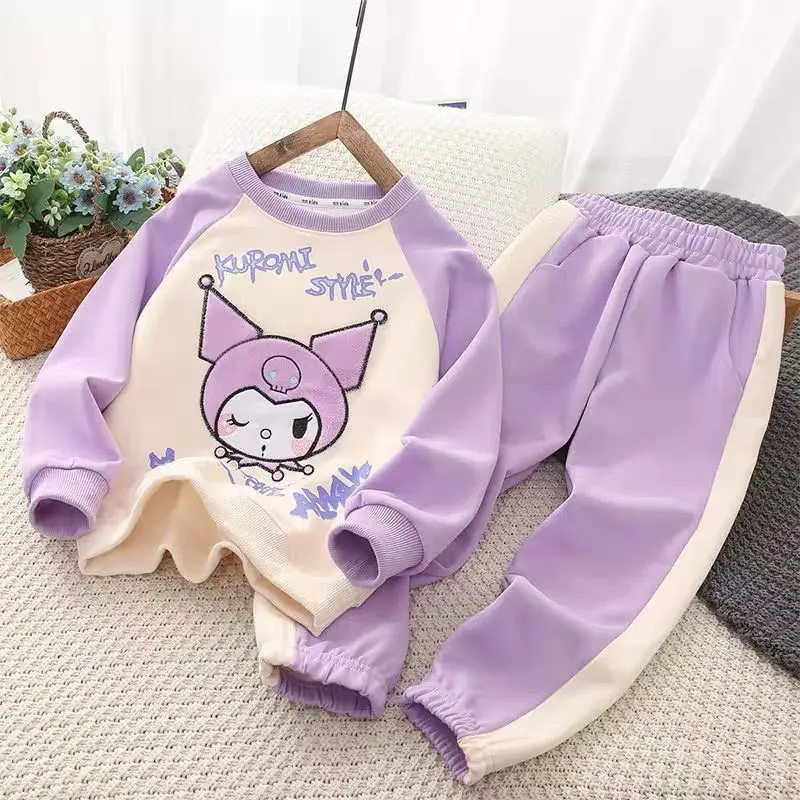 

Spring Autumn Men Women Sweatshirt Suit Anime Kawaii Kuromi Kids Long Sleeve Trousers 2Pcs-Set Clothing Girly Heart Student Gift
