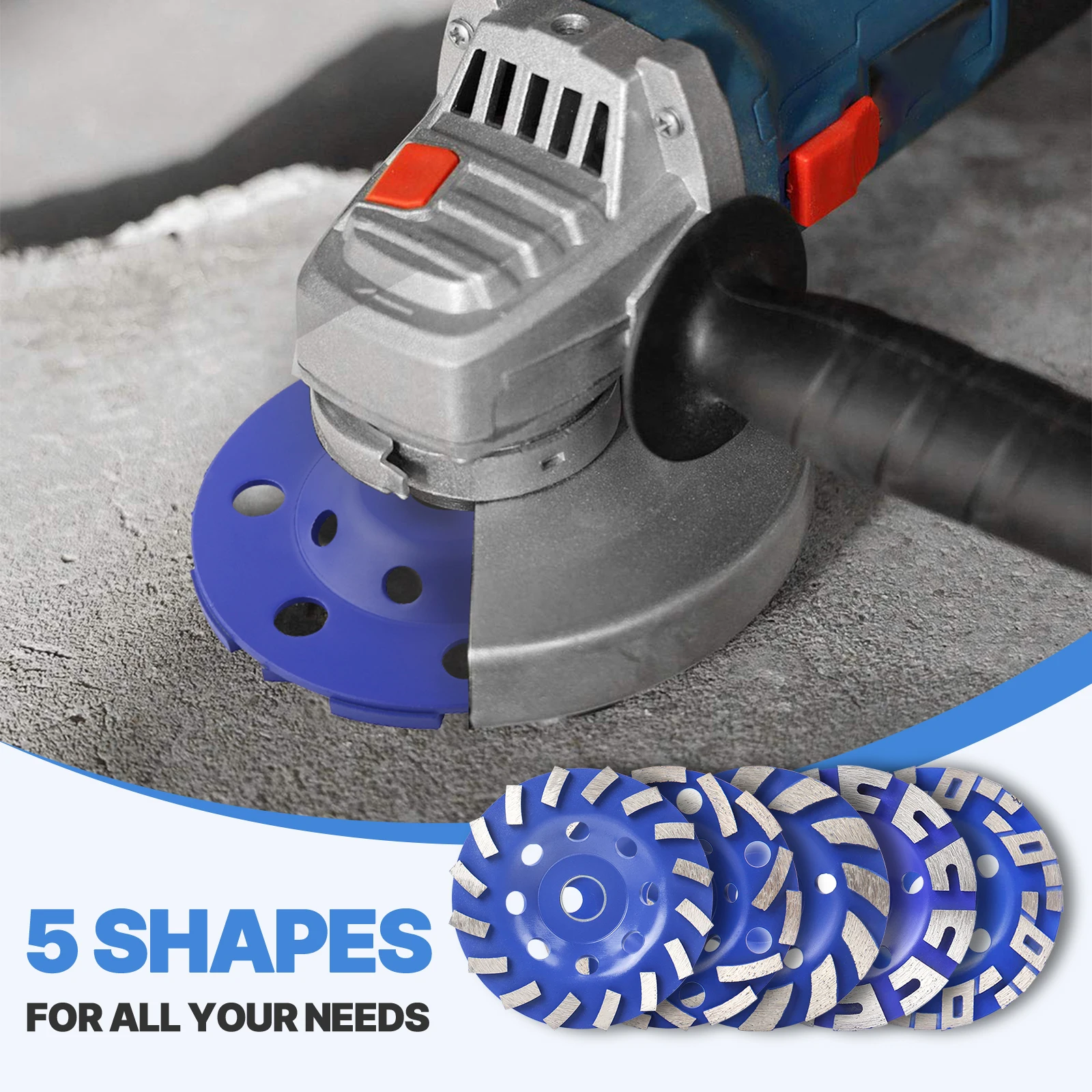 1Pc 5 inch Diamond Turbo Grinding Cup Wheel for Grinding Polishing Cleaning Surface Granite Concrete Stone Cement