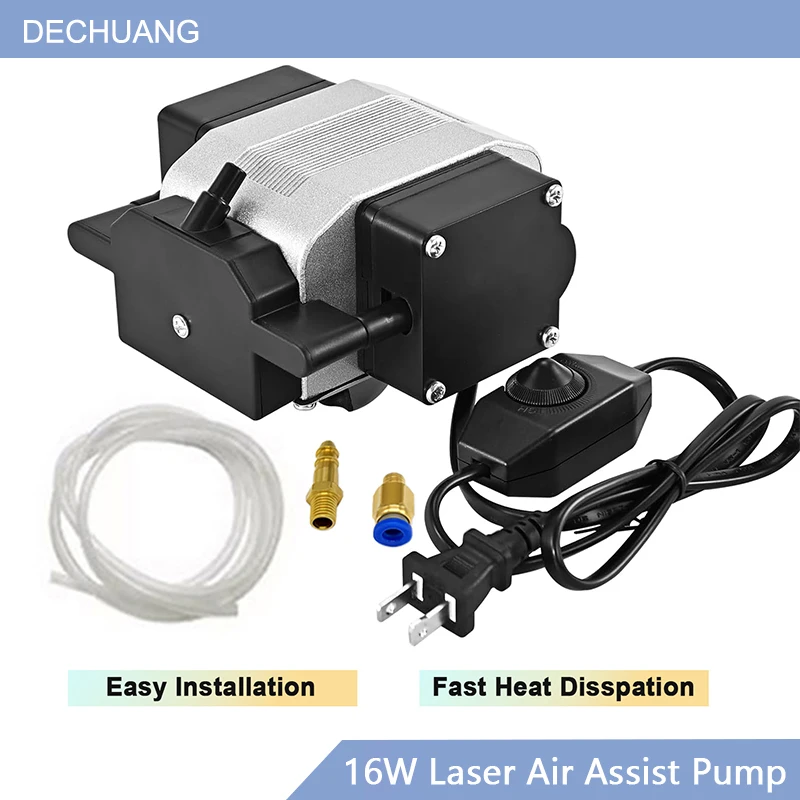110V 220V 30L/Min 16W Laser Air Assist Pump Air Compressor Laser Engraving Machine Adjustable Speed Low Noise Upgraded Nozzle laser air assist pump