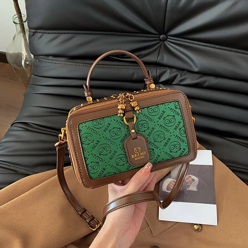 حقيبة نسائية متقاطعة بتصميم برشام، حقيبة كتف فاخرة...