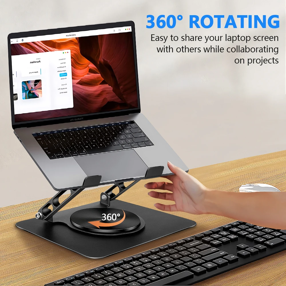 Enhance your title to: Portable 360° Rotating Laptop Cooling Stand with Adjustable Folding Design