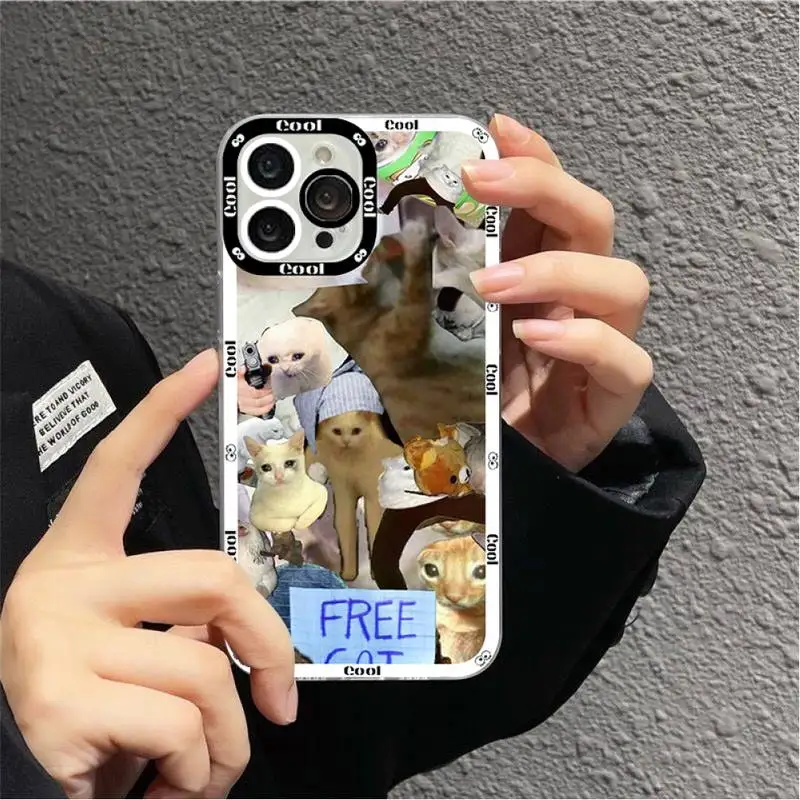 Crying Cat Memes Phone Case for iPhone 11 12 13 Mini Pro Max 14 Pro Max Case shell