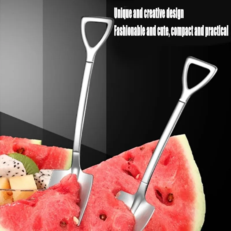 Stainless Steel Creative Coffee Shovel Ice Cream Dessert Retro Cute Square Head Spoon Tableware Set Kitchen Gadget 1PC stainless steel spoon