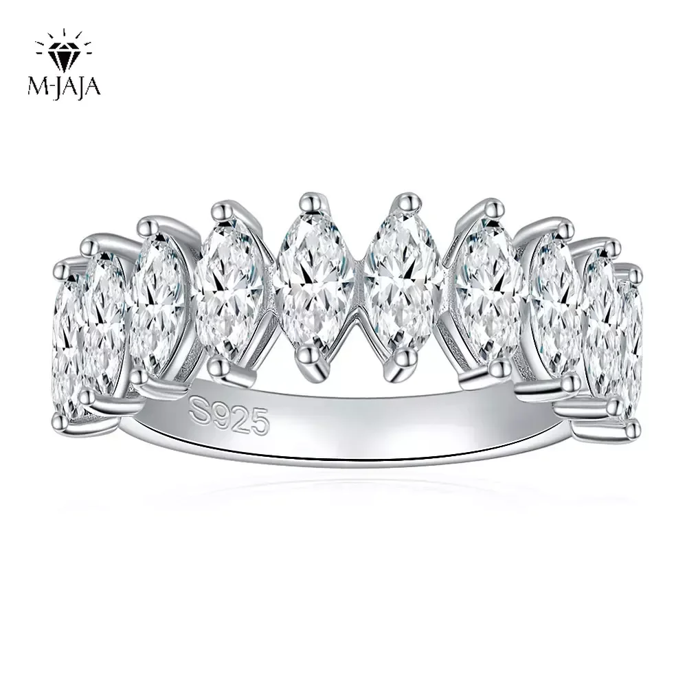 

M-JAJA Full Moissanite Eternity Band for Women 925 Silver Engagement Ring 3*6mm Marquise Cut Lab Diamond Wedding Rings Jewelry