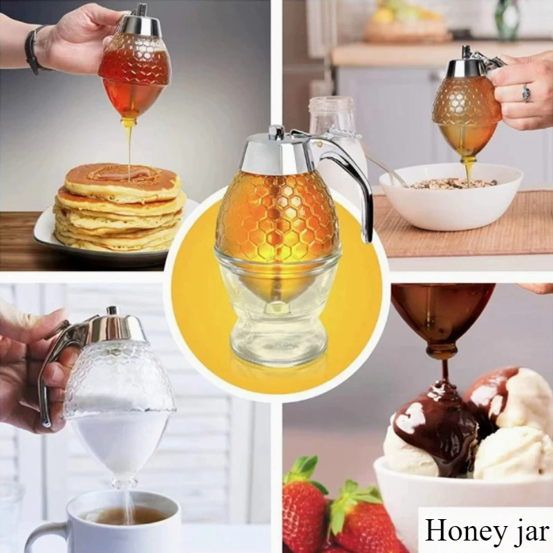 1PC Creative Press Honey Jar Plastic Sealed Funnel Type Jar Honey Jam Dispensing Squeeze Bottle Syrup Jug with Base