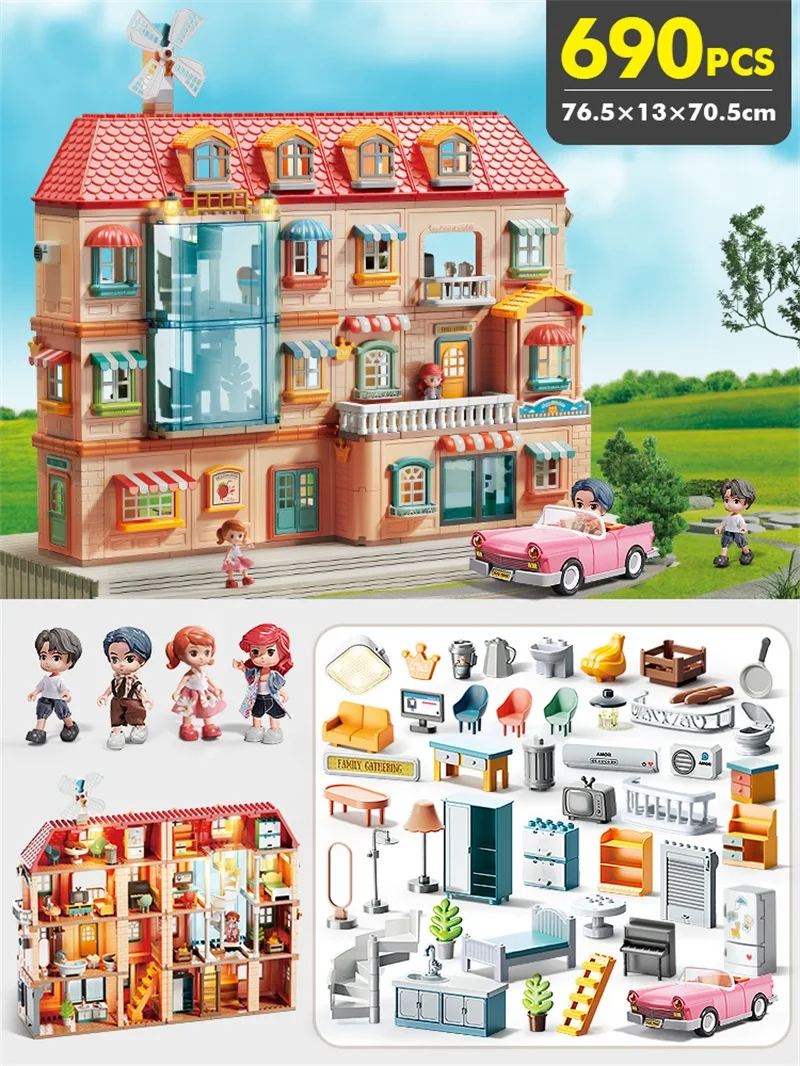 Kids 134pc XXL Building Bricks Blocks Childrens Construction Blocks House  Castle